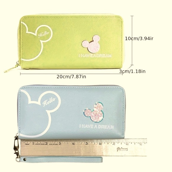 Minnie Mickey Mouse Wristlet Clutch Convertible Long Wallet Disney Theme Blue - Picture 5 of 16